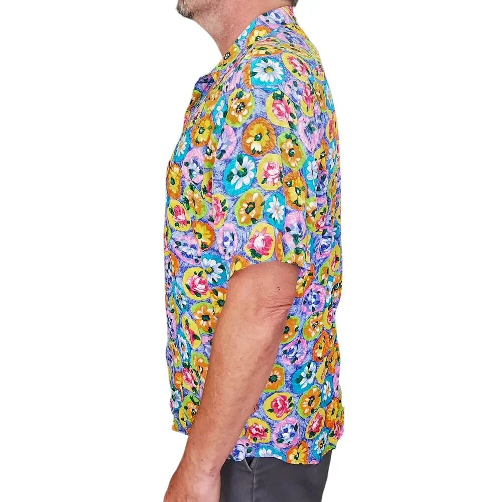 vintage JAMS WORLD tropical floral print button down classic Hawaiian shirt Sz L - Picture 2 of 8